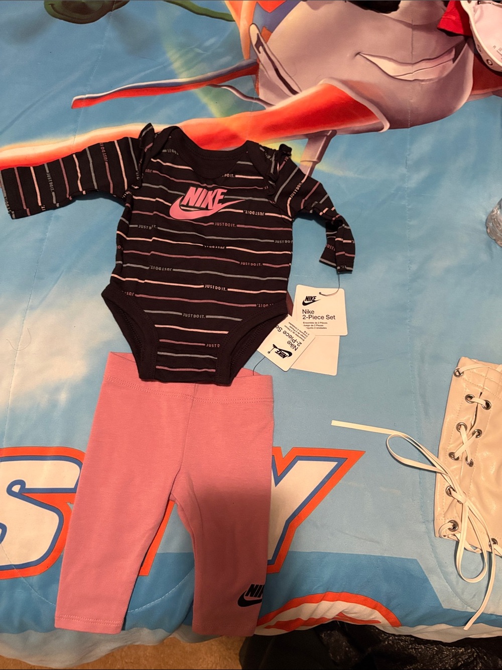 Nike Black & Pink Baby Girls 2-Piece One-Piece Set
